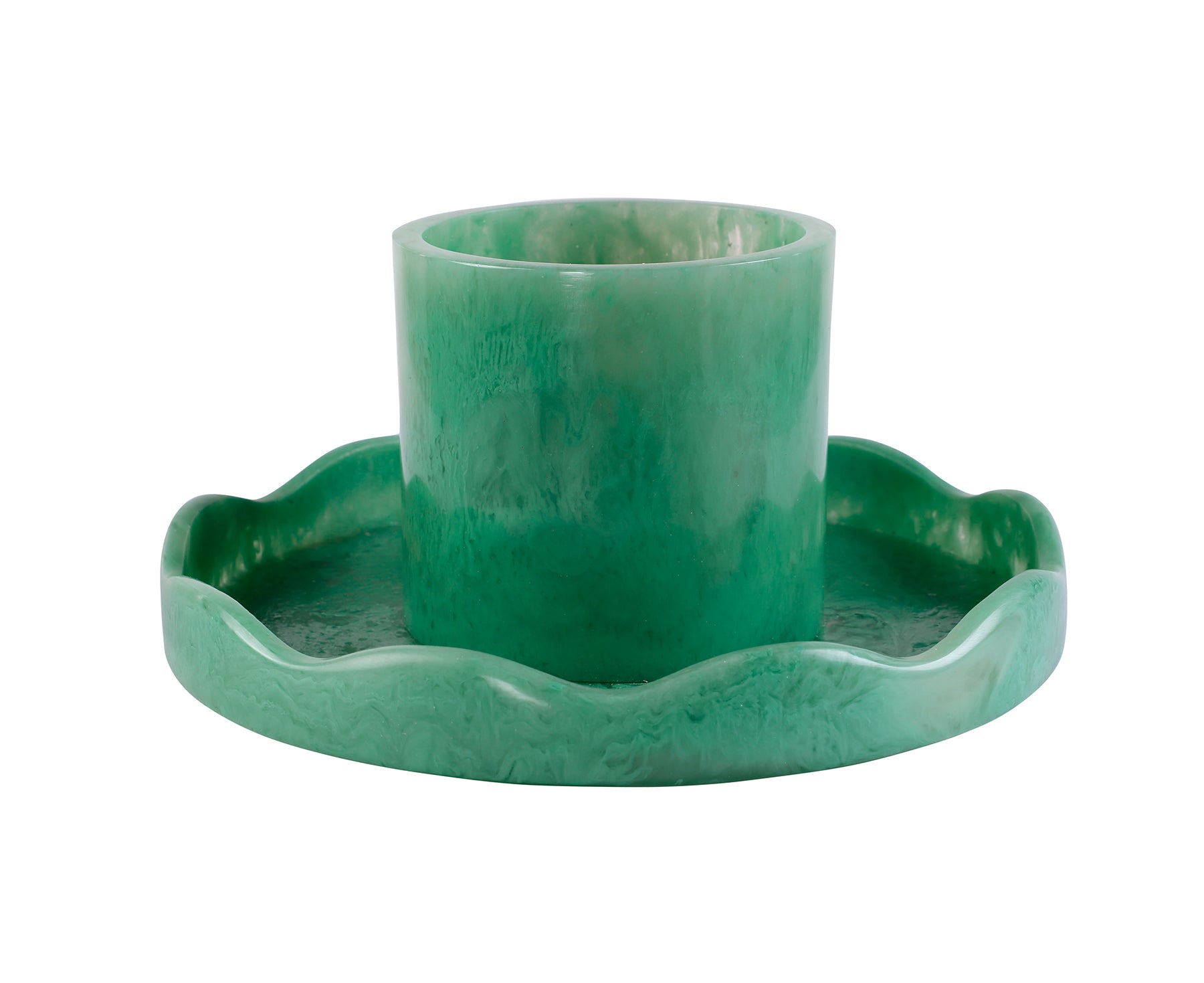 Resin Scalloped Cakestand in Green by Casa Amarosa