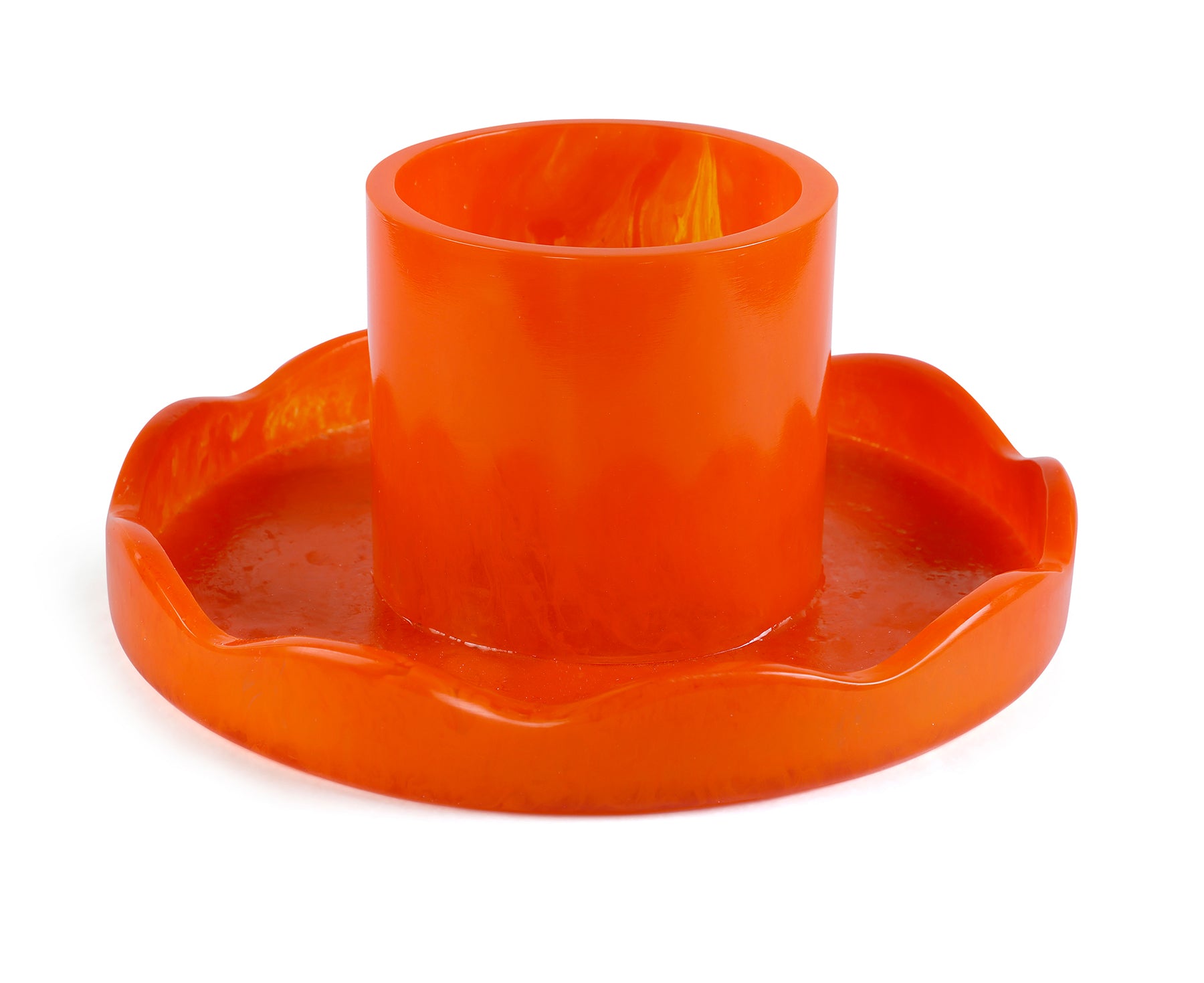 Resin Scalloped Cakestand in Orange by Casa Amarosa
