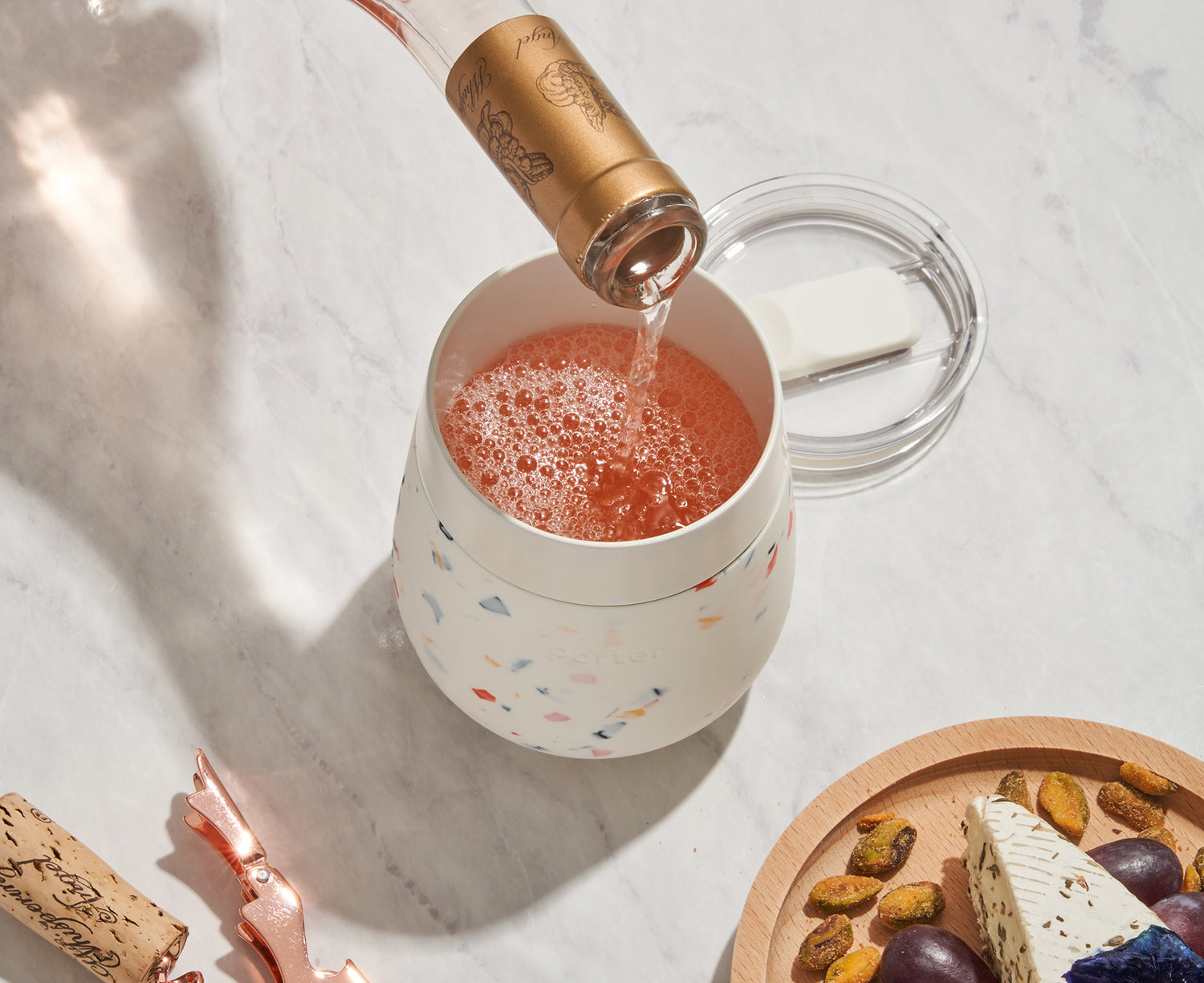 Porter Ceramic Stainless Steel Cup in Cream Terrazzo by W&P