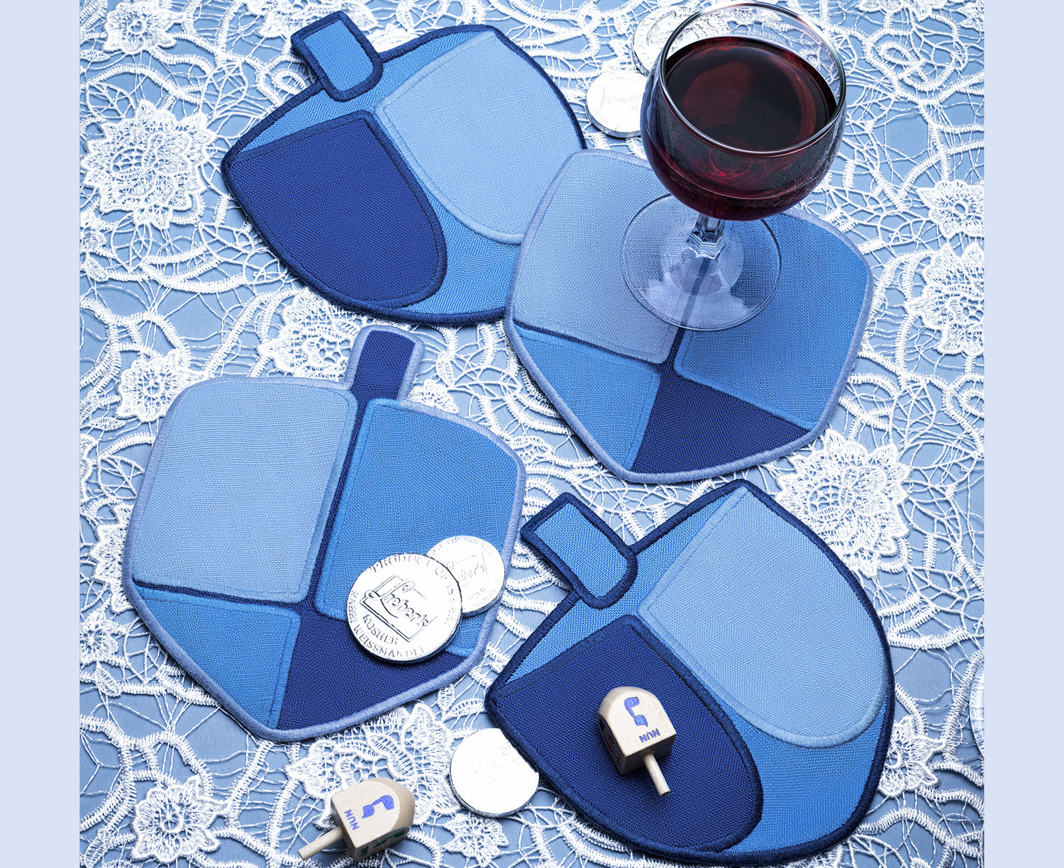 Cocktail Napkin Set - Dreidel - by Piecework