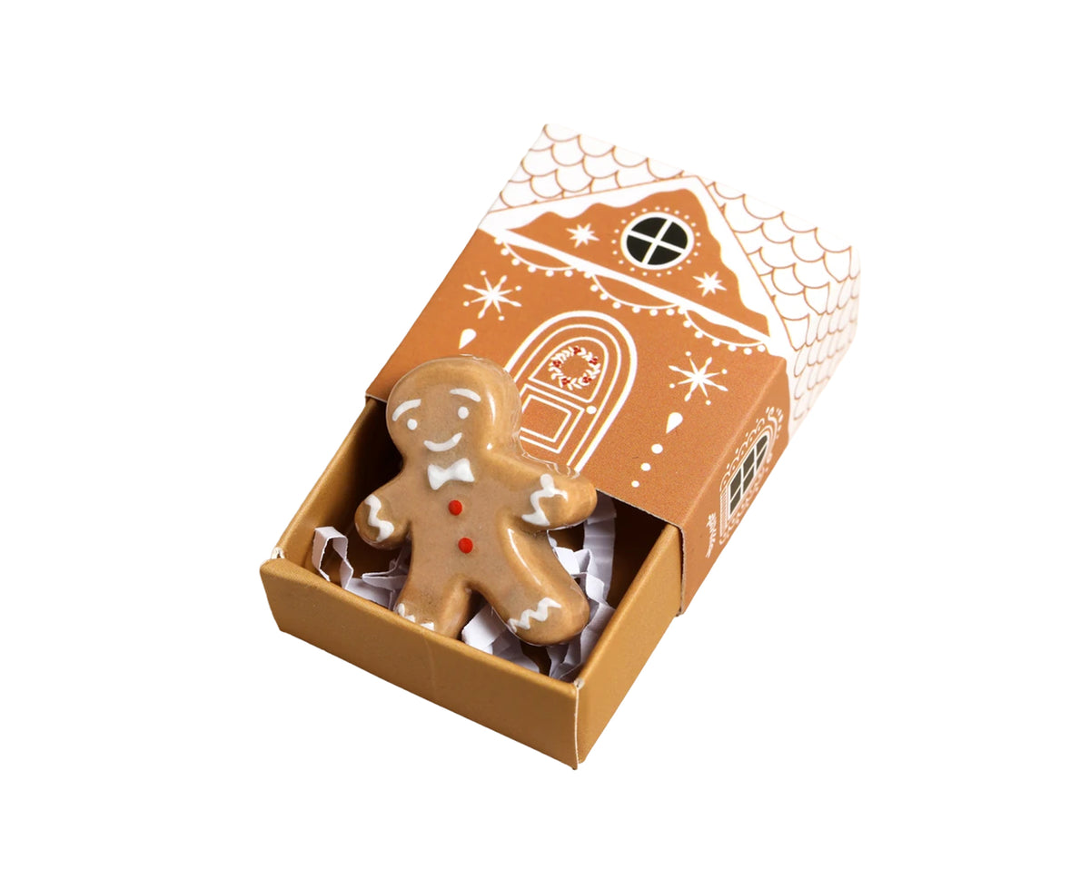 Tiny Ceramic Matchbox Token - Gingerbread Man - by Lisa Angel