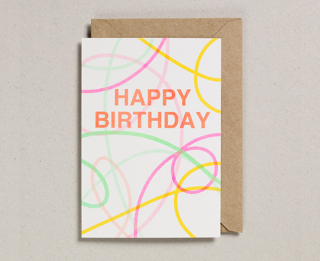 Birthday Card - Neon Streamers - by Petra Boase
