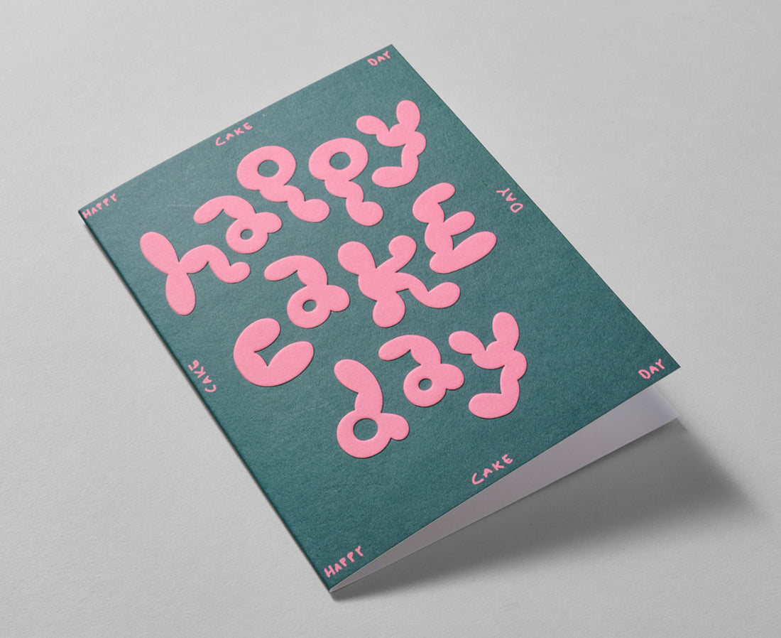 Bubble Letters Embossed Card - Happy Cake Day - by Wrap