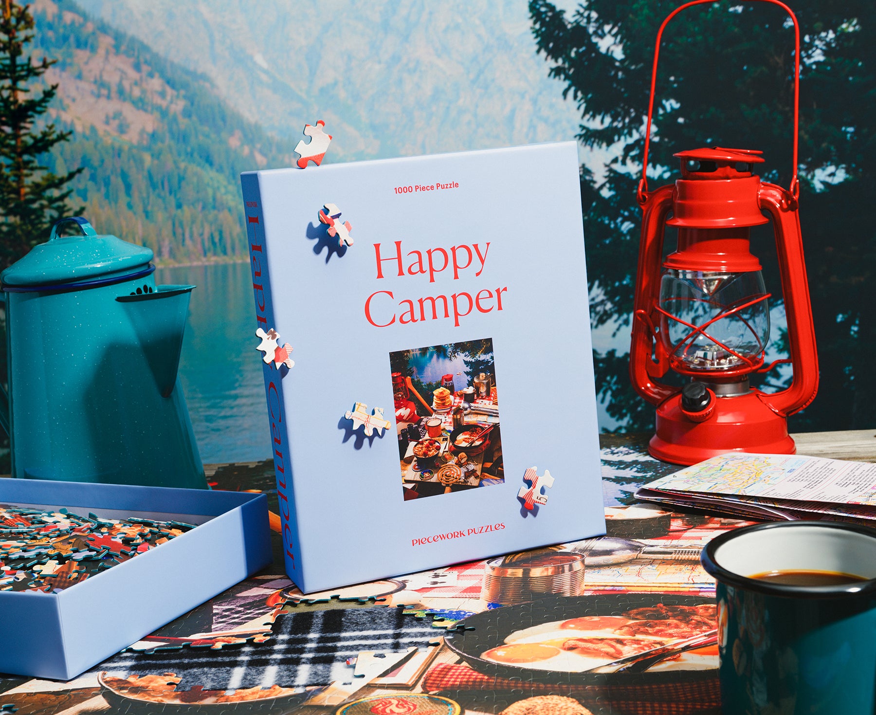 1000-Piece Puzzle lantern and kettle - Happy Camper - by Piecework