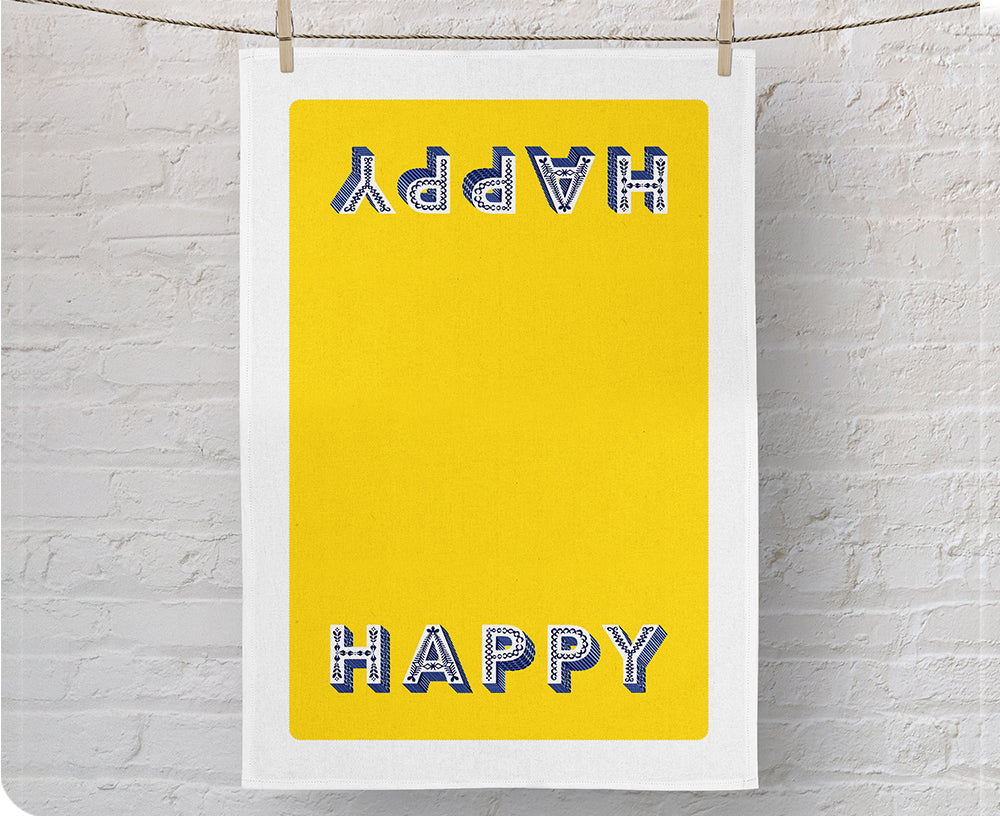 Word Dish Towel - Happy - by Jamida