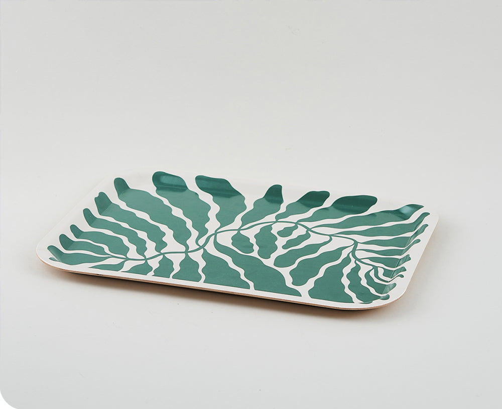 Leaves Rectangular Tray in Green by Wrap