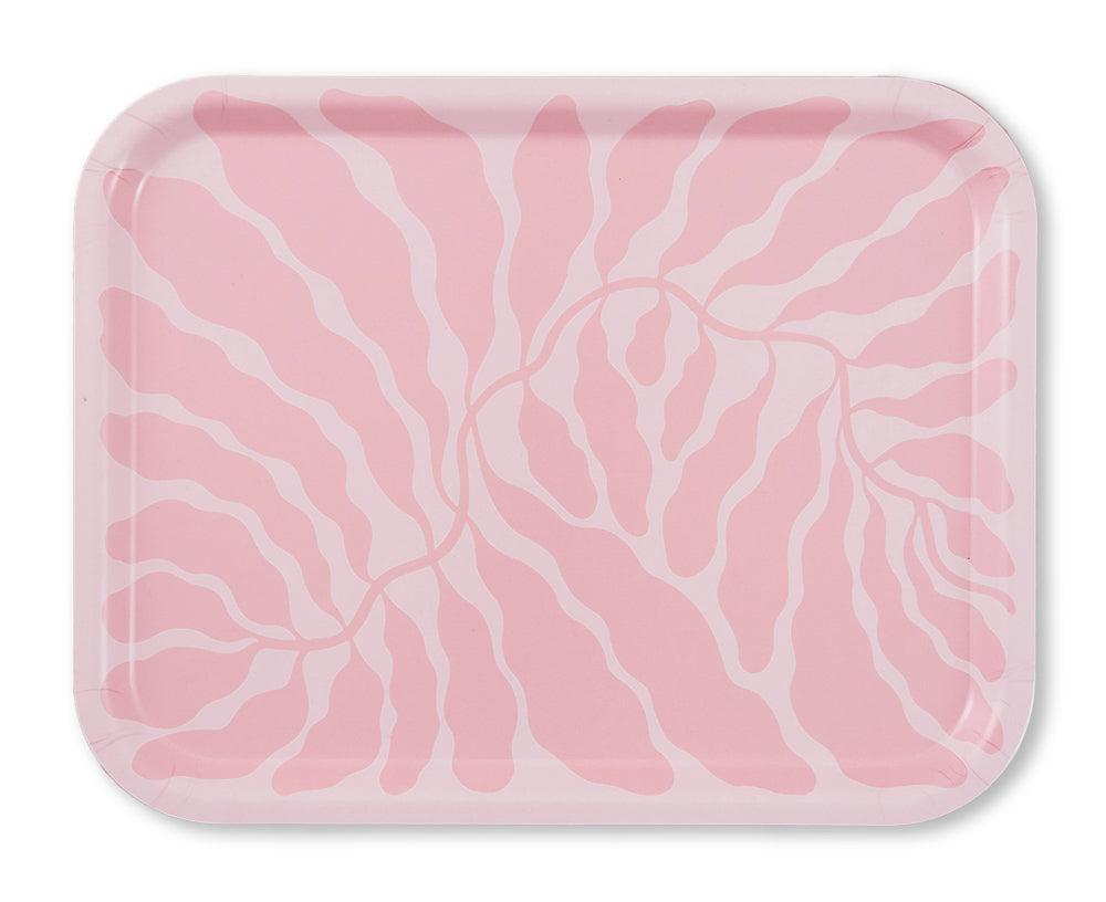 Leaves Rectangular Tray in Pink by Wrap