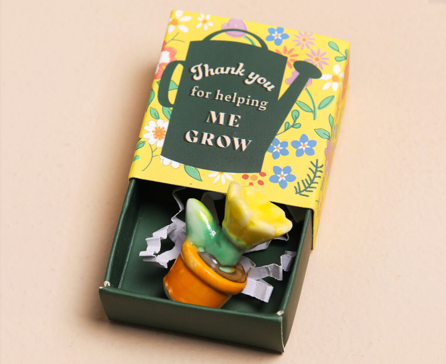 Tiny Ceramic Matchbox Token - Flowerpot - by Lisa Angel