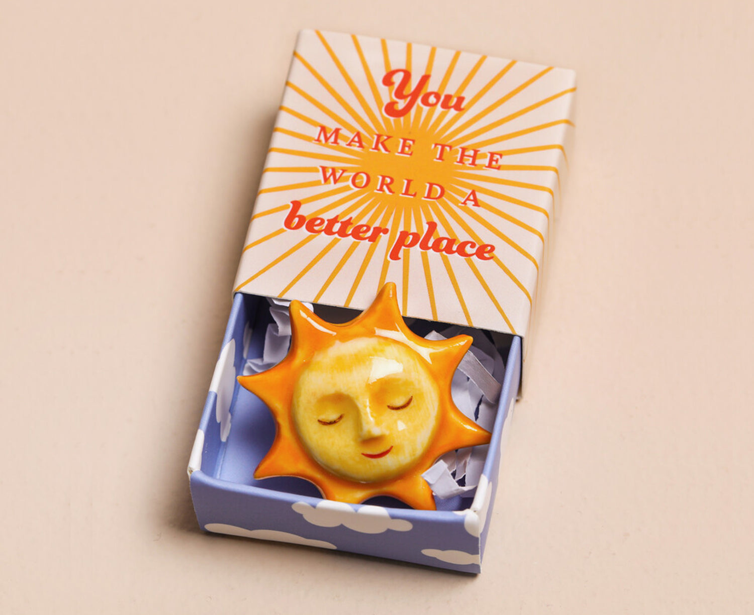 Tiny Ceramic Matchbox Token - Sunshine - by Lisa Angel