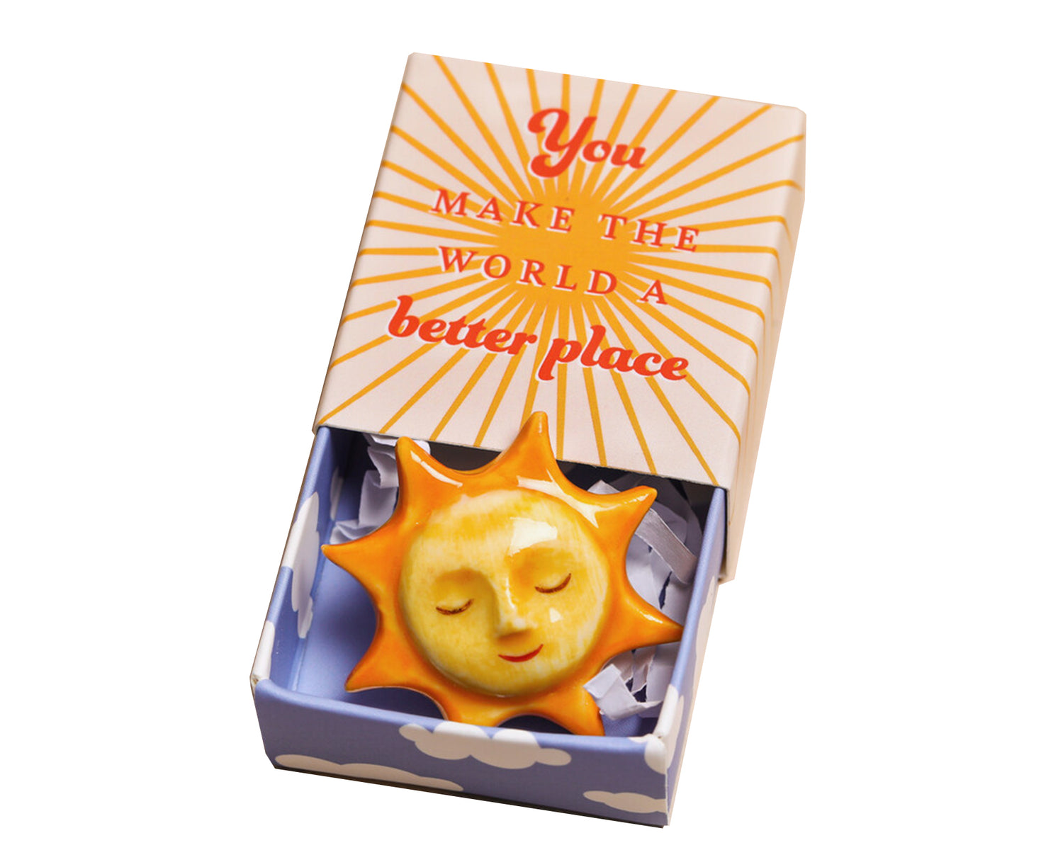 Tiny Ceramic Matchbox Token - Sunshine - by Lisa Angel