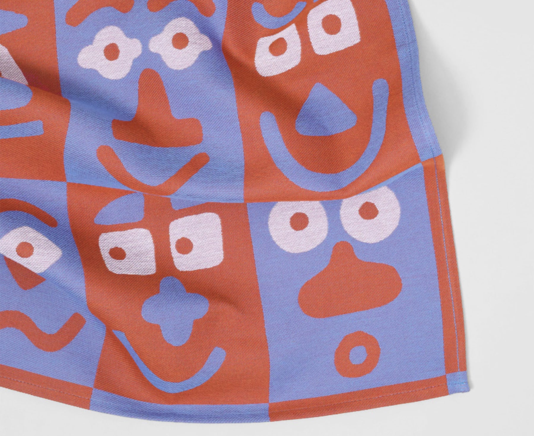 Making Faces Dish Towel - Blue & Brown - by Wrap