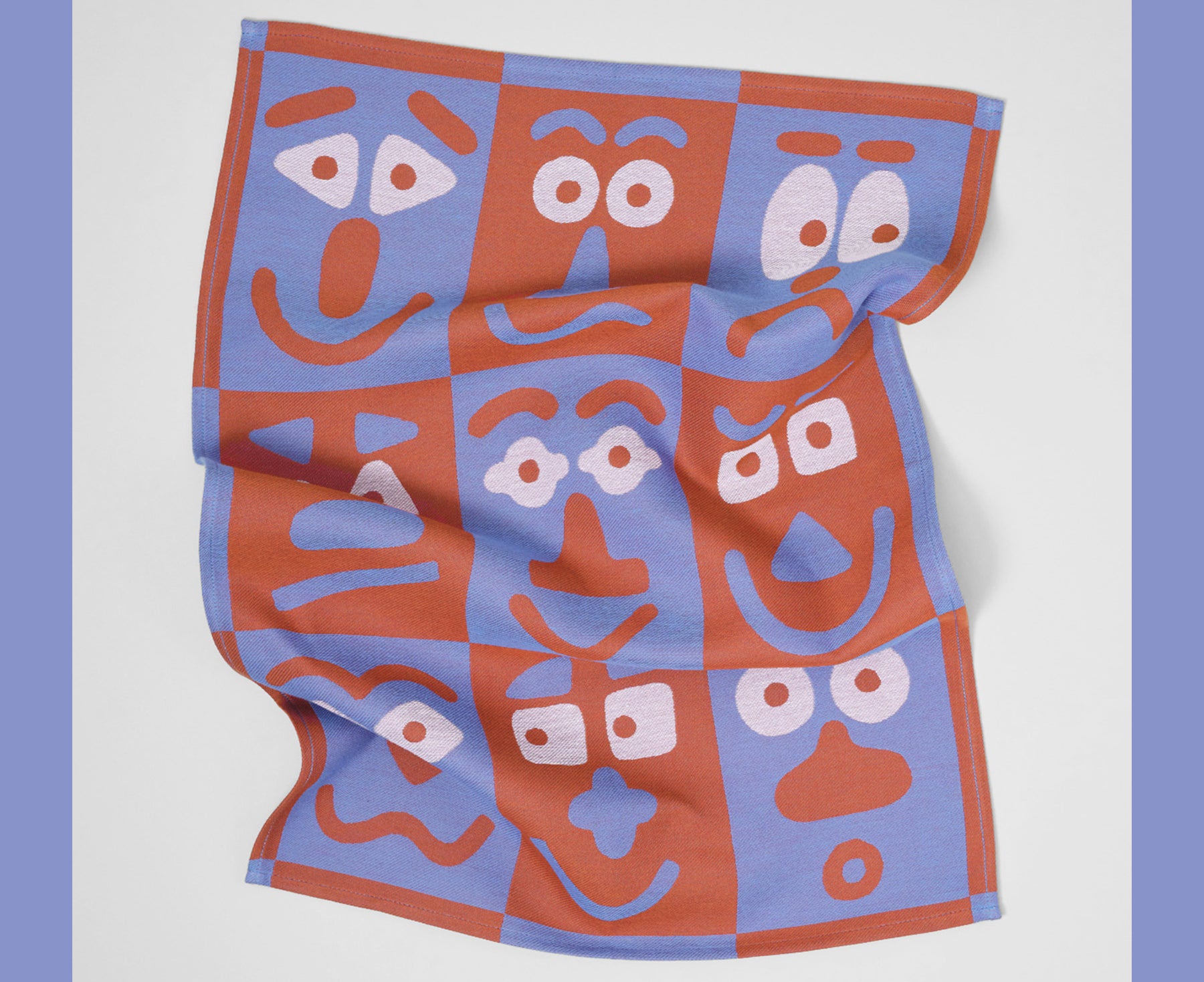 Making Faces Dish Towel - Blue & Brown - by Wrap