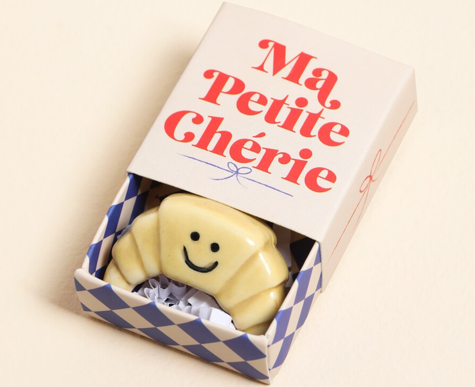 Tiny Ceramic Matchbox Token - Croissant - by Lisa Angel