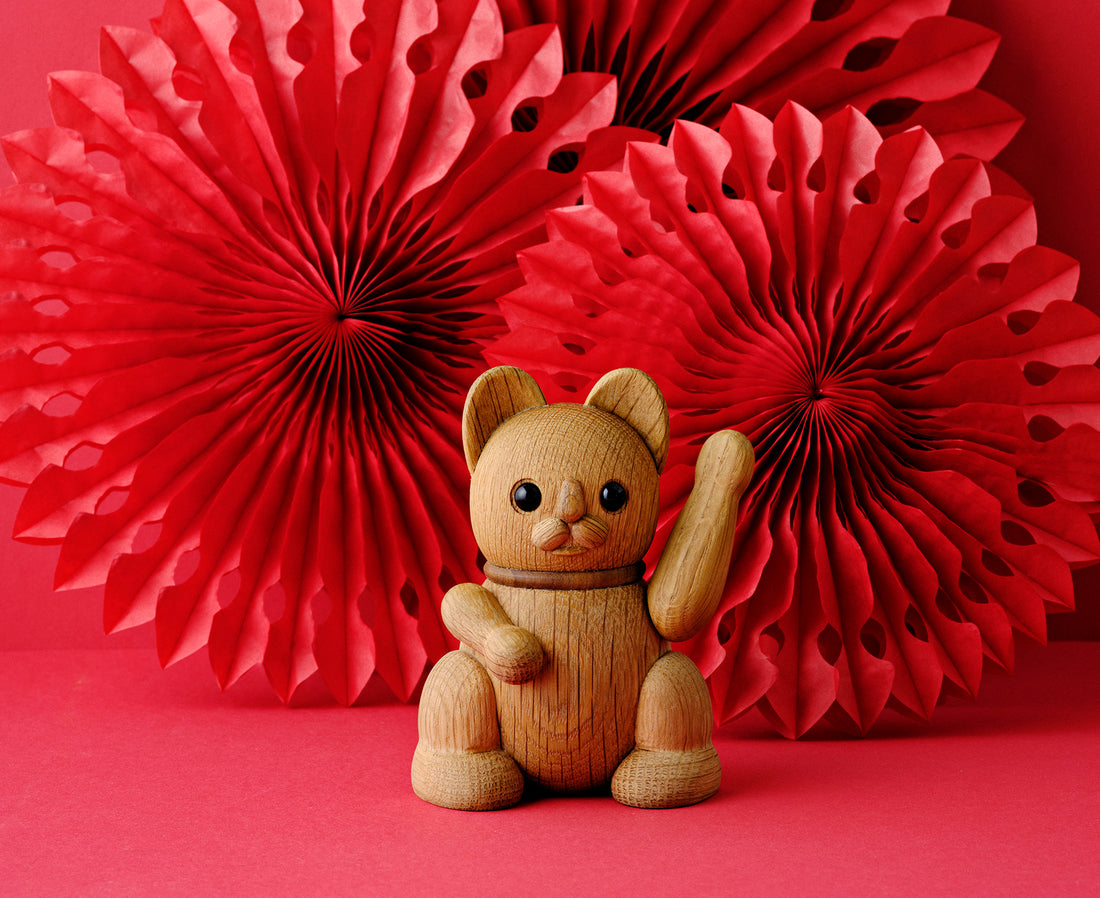 Lucky Cat Wooden Animal by Lucie Kaas
