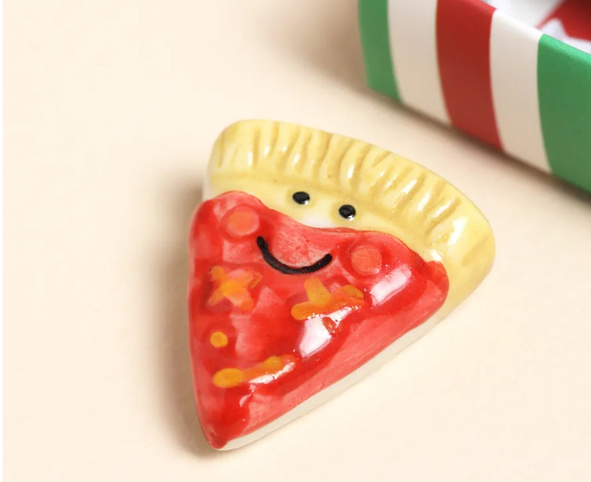 Tiny Ceramic Matchbox Token Pizza by Lisa Angel