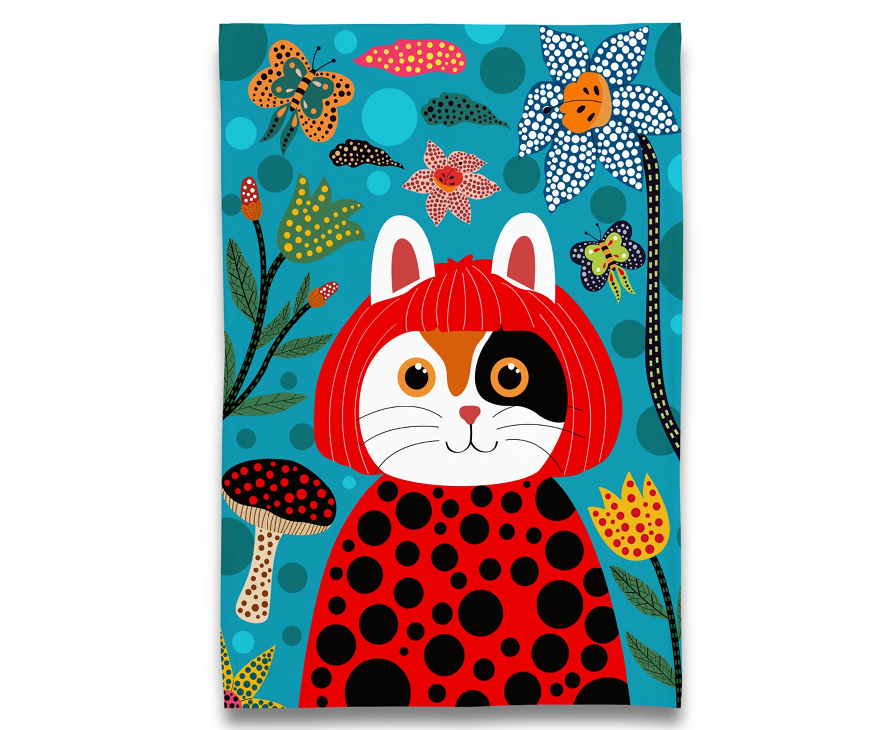 Kusameow Calico Cat Dish Towel by Naked Decor