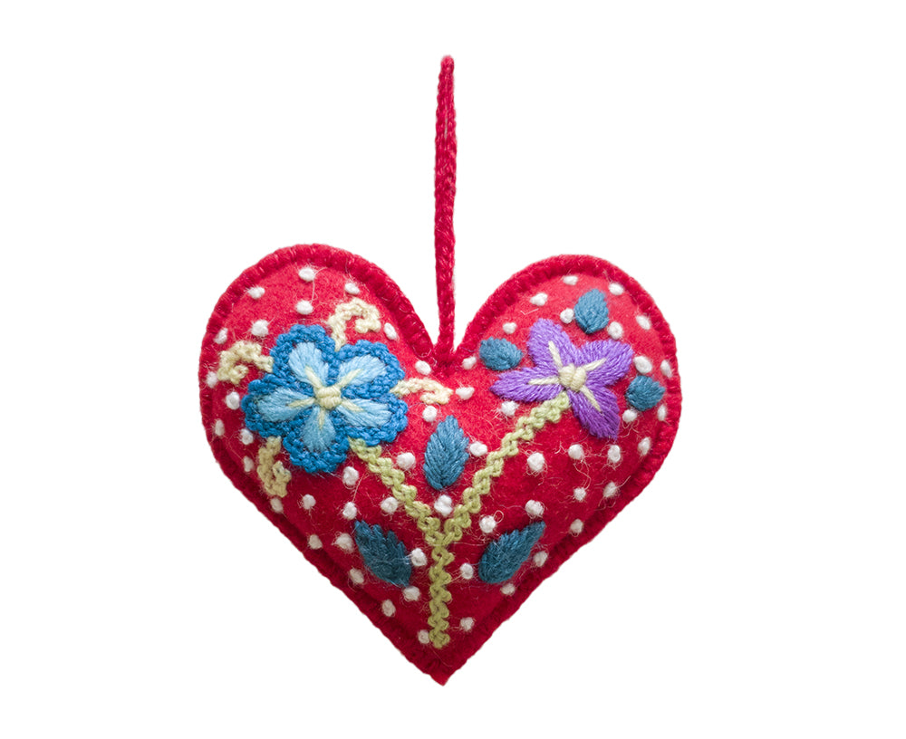 Heart Felt Ornament in Red by Inspired Peru