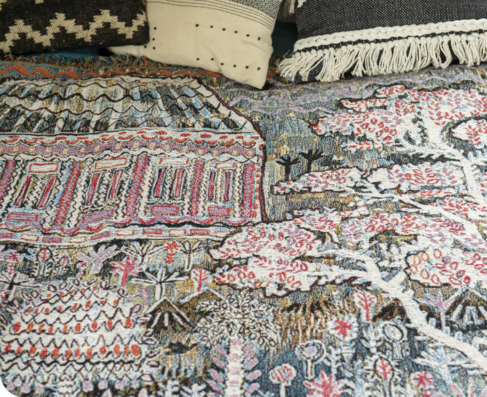 Pink Pavilion Woven Blanket by Lucy Tiffney