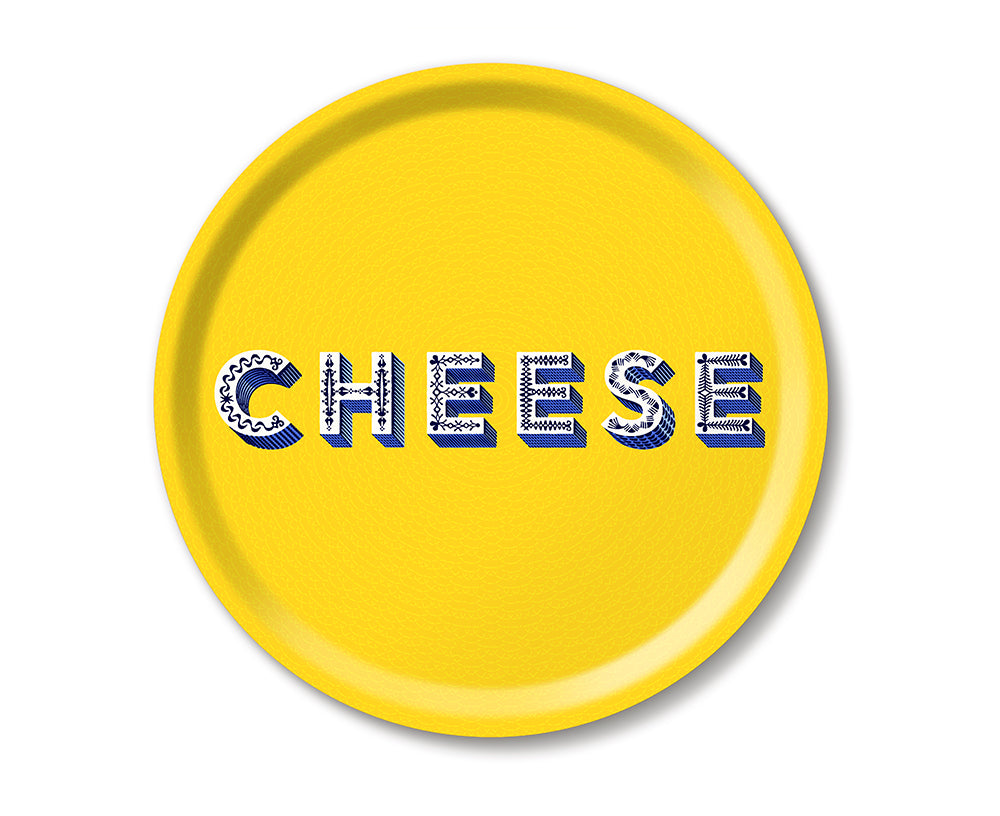 Round Word Tray - Cheese - by Jamida