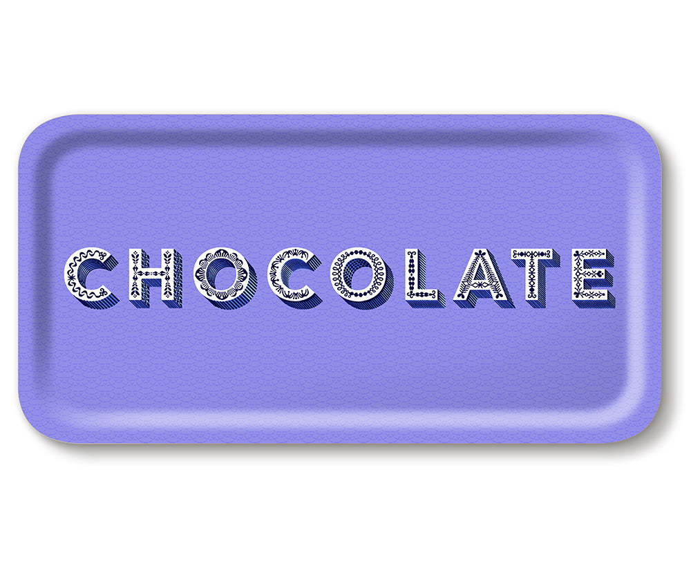 Word Large Rectangular Tray Chocolate by Jamida Gretel Home