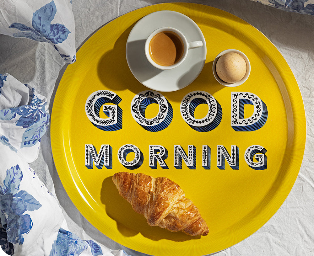 Word Round Tray - Good Morning - by Jamida