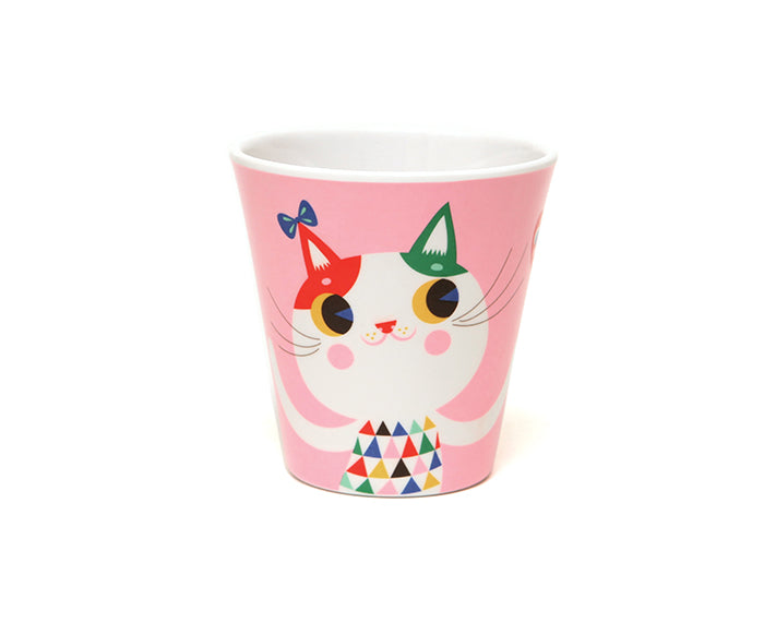 Pink Cat Melamine Cup by Petit Monkey