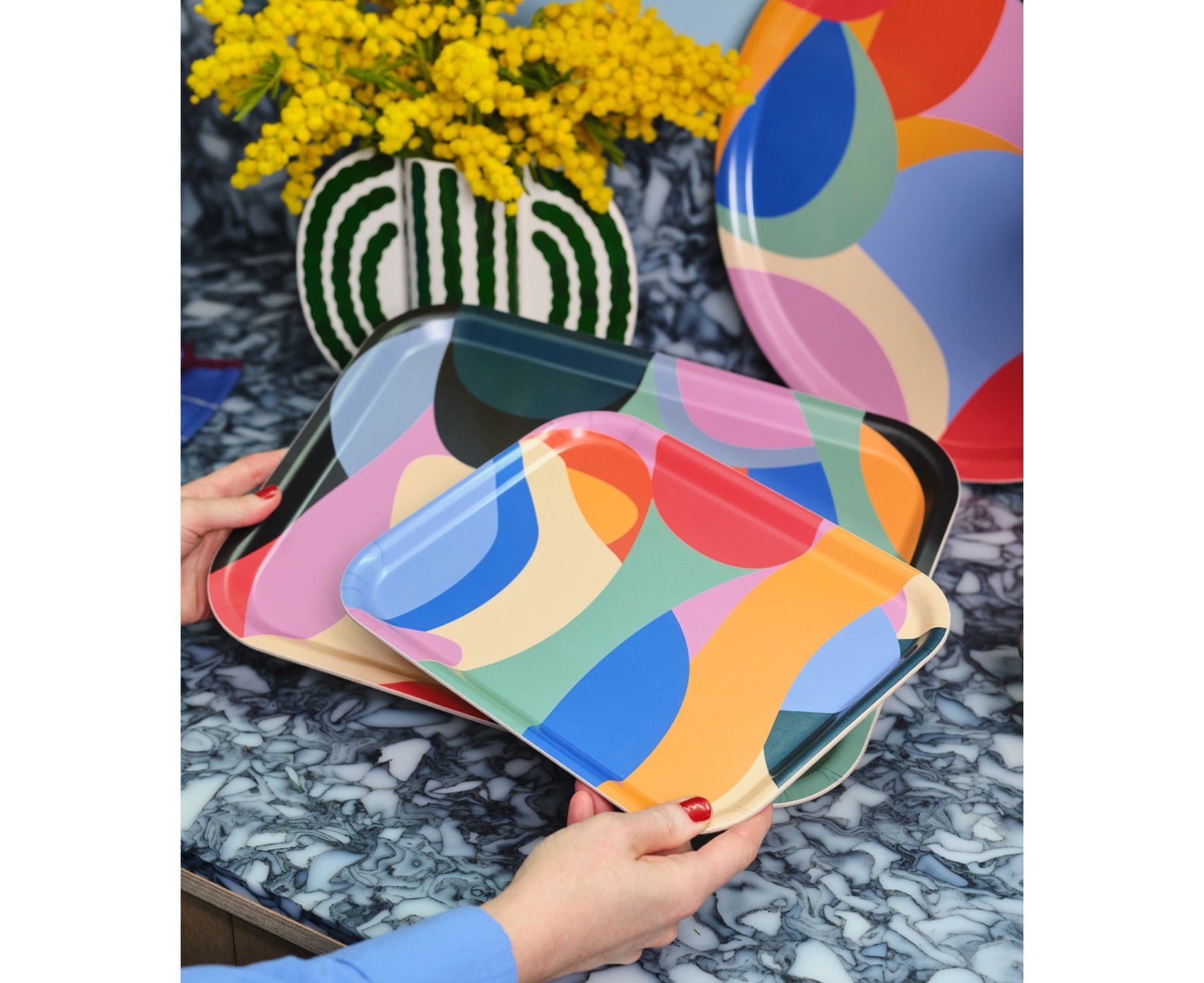 Abstract Small Rectangular Tray by Wrap