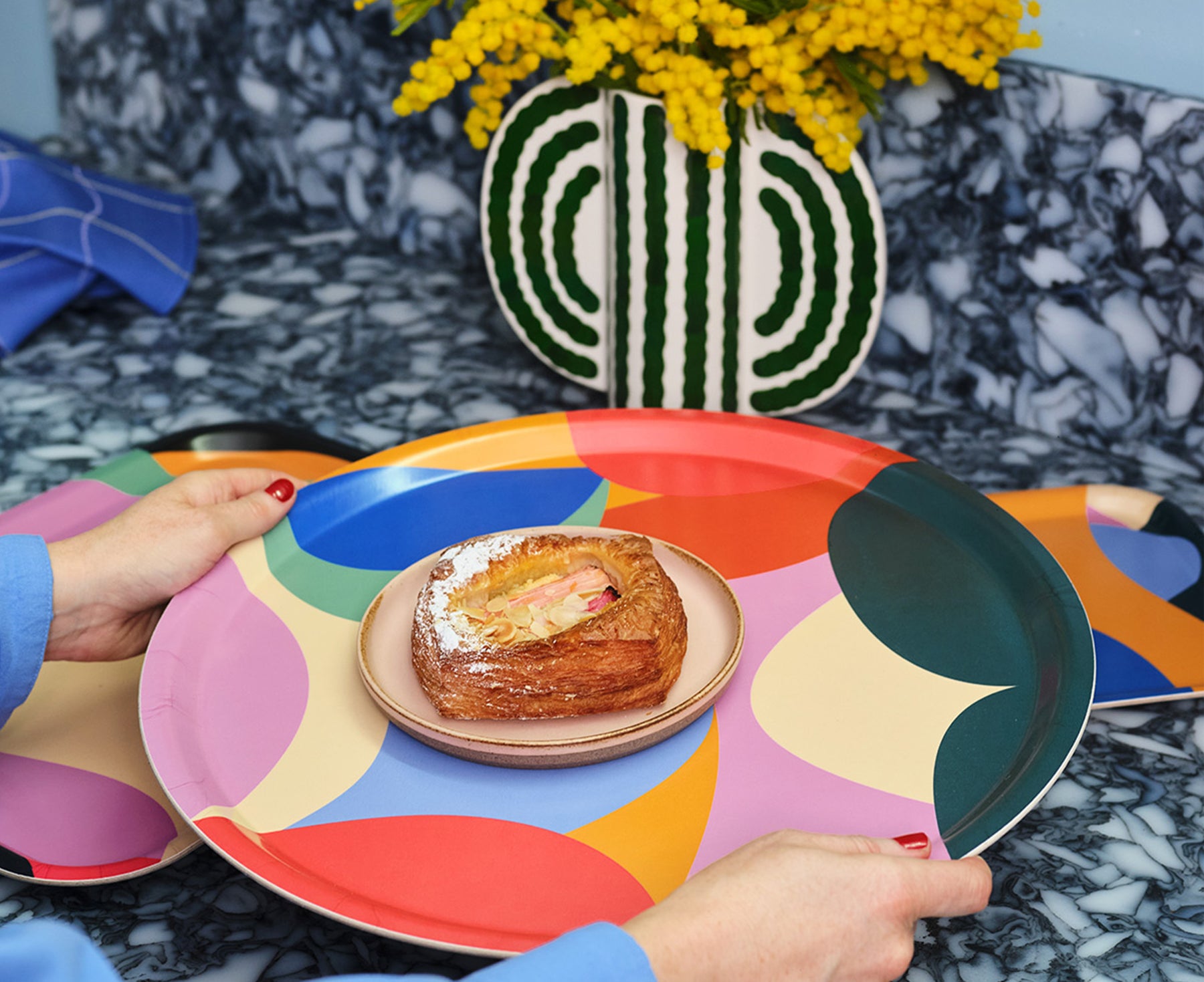 Abstract Round Tray by Wrap