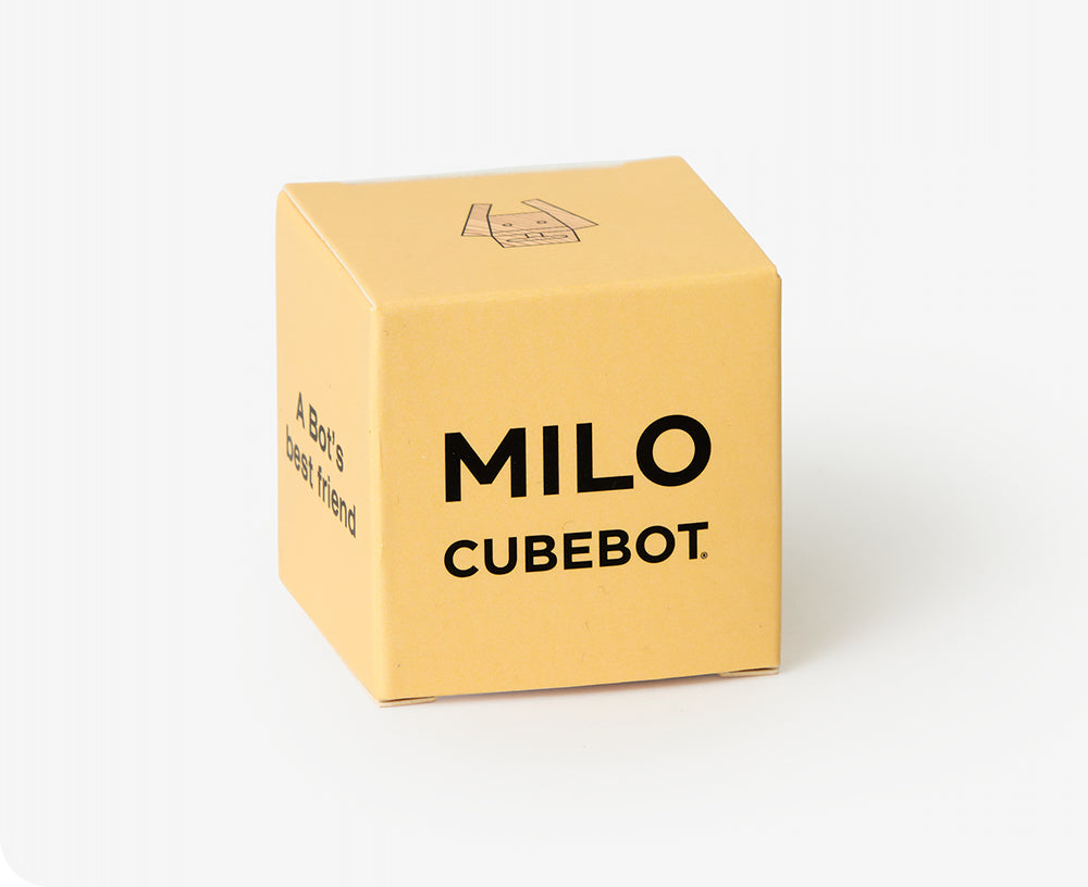 Cubebot Milo in Natural by Areaware-box