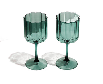 Wave Wine Glass Set in Teal by Fazeek