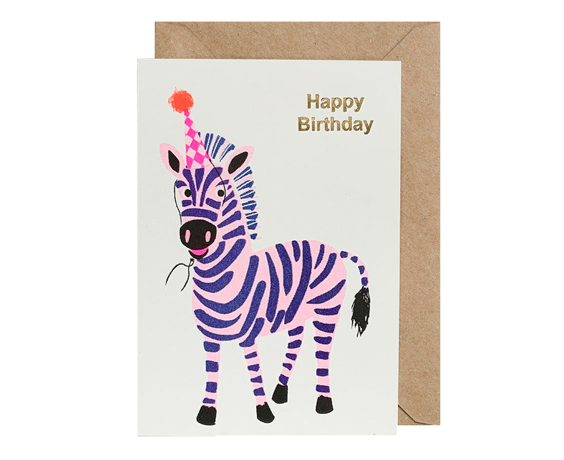 Birthday Card - Purple Zebra - by Petra Boase