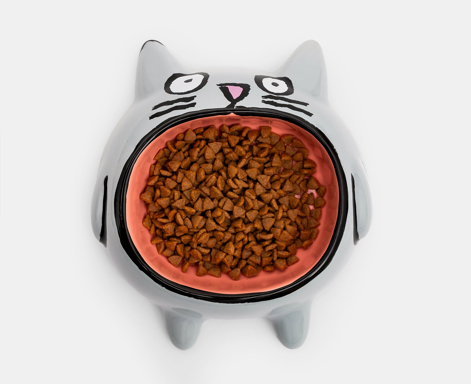 Cat Bowl by Home Studyo filled with dry cat food.