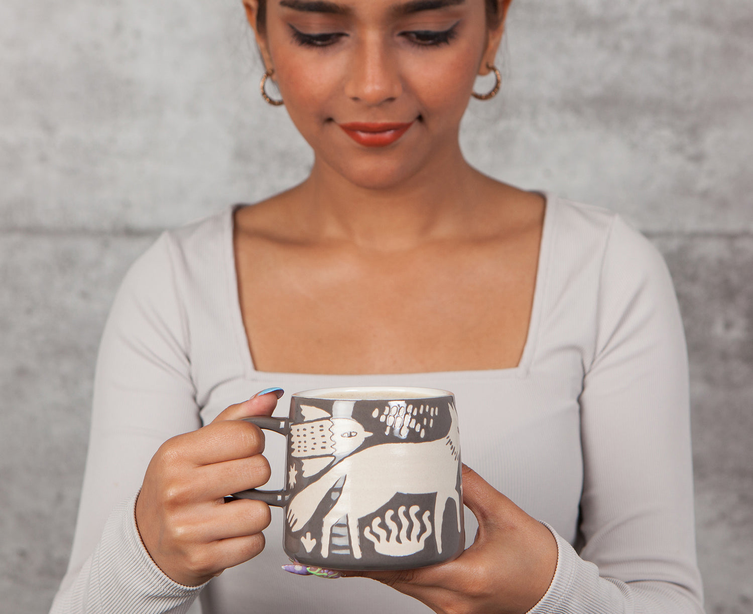 Imprint Ceramic Mug in Taupe Timber by Danica Studio