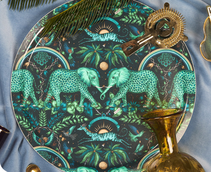 Zambezi Round Tray in Teal by Jamida