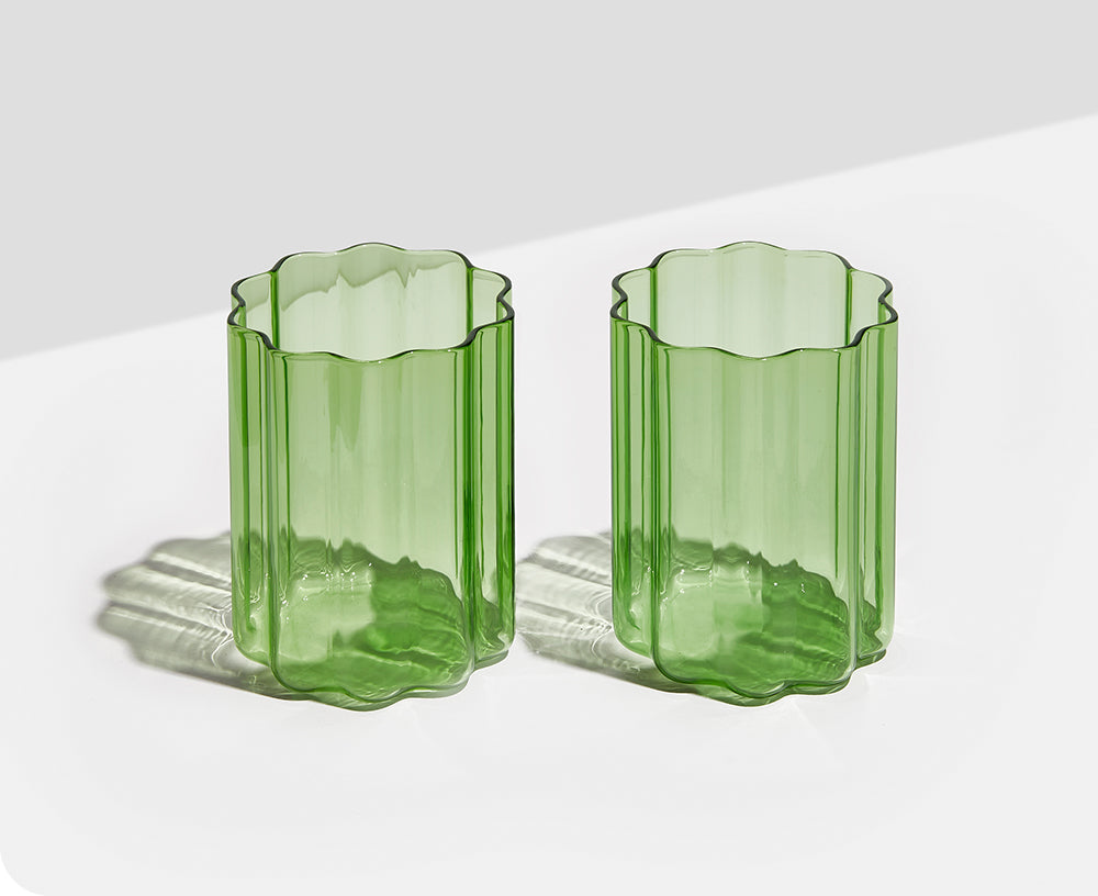 Wave Glass Set in Green by Fazeek