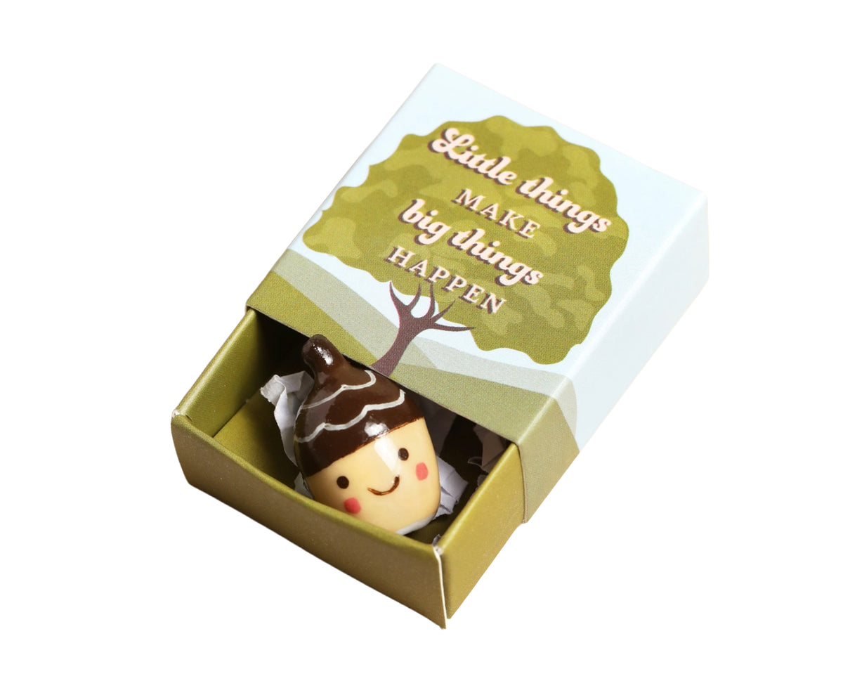 Tiny Ceramic Matchbox Token Acorn by Lisa Angel