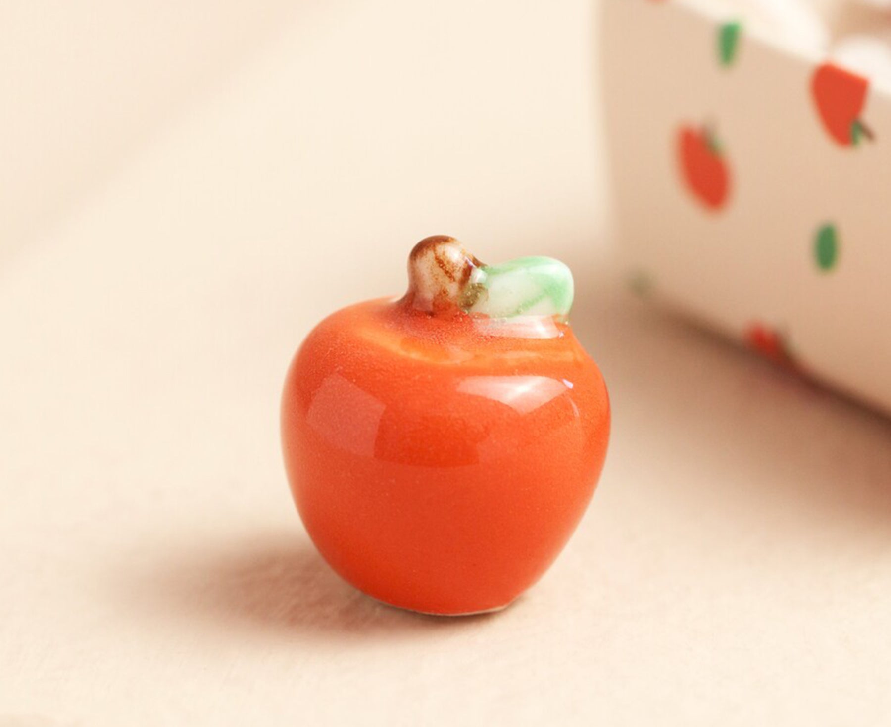 Tiny Ceramic Matchbox Token - Apple - by Lisa Angel