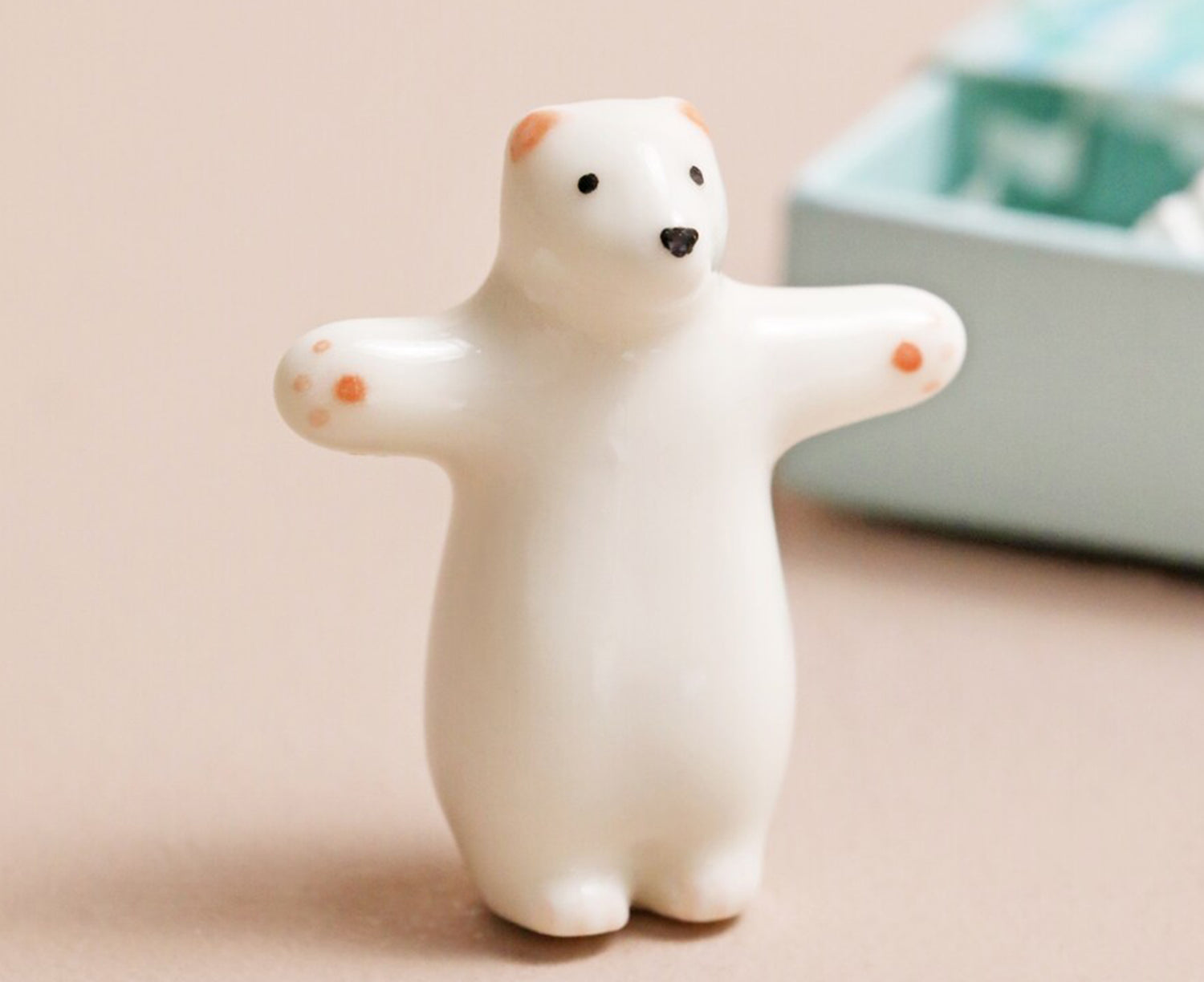 Tiny Ceramic Matchbox Token - Bear - by Lisa Angel