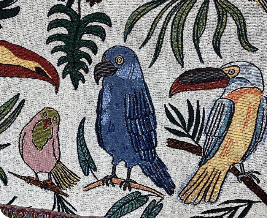 Birdies of Paradise Tapestry Blanket by Calhoun & Co detail