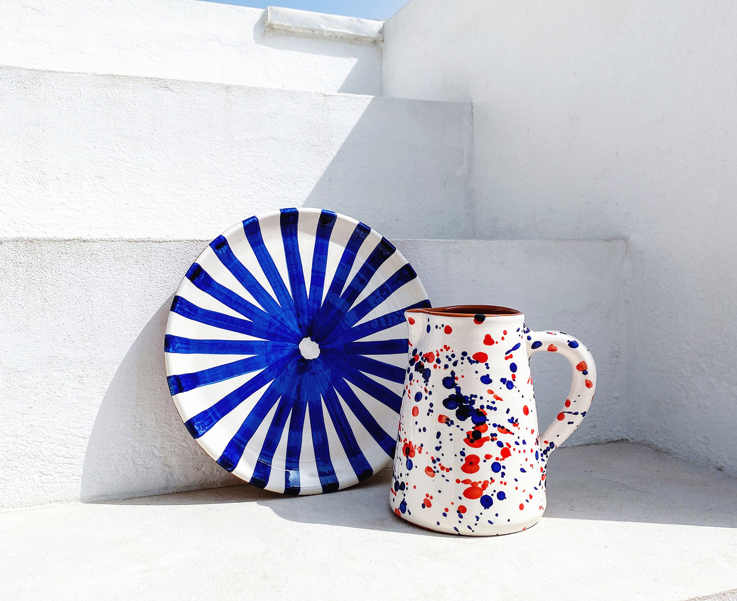 Ray Terracotta Dinner Plate in Blue by Casa Cubista