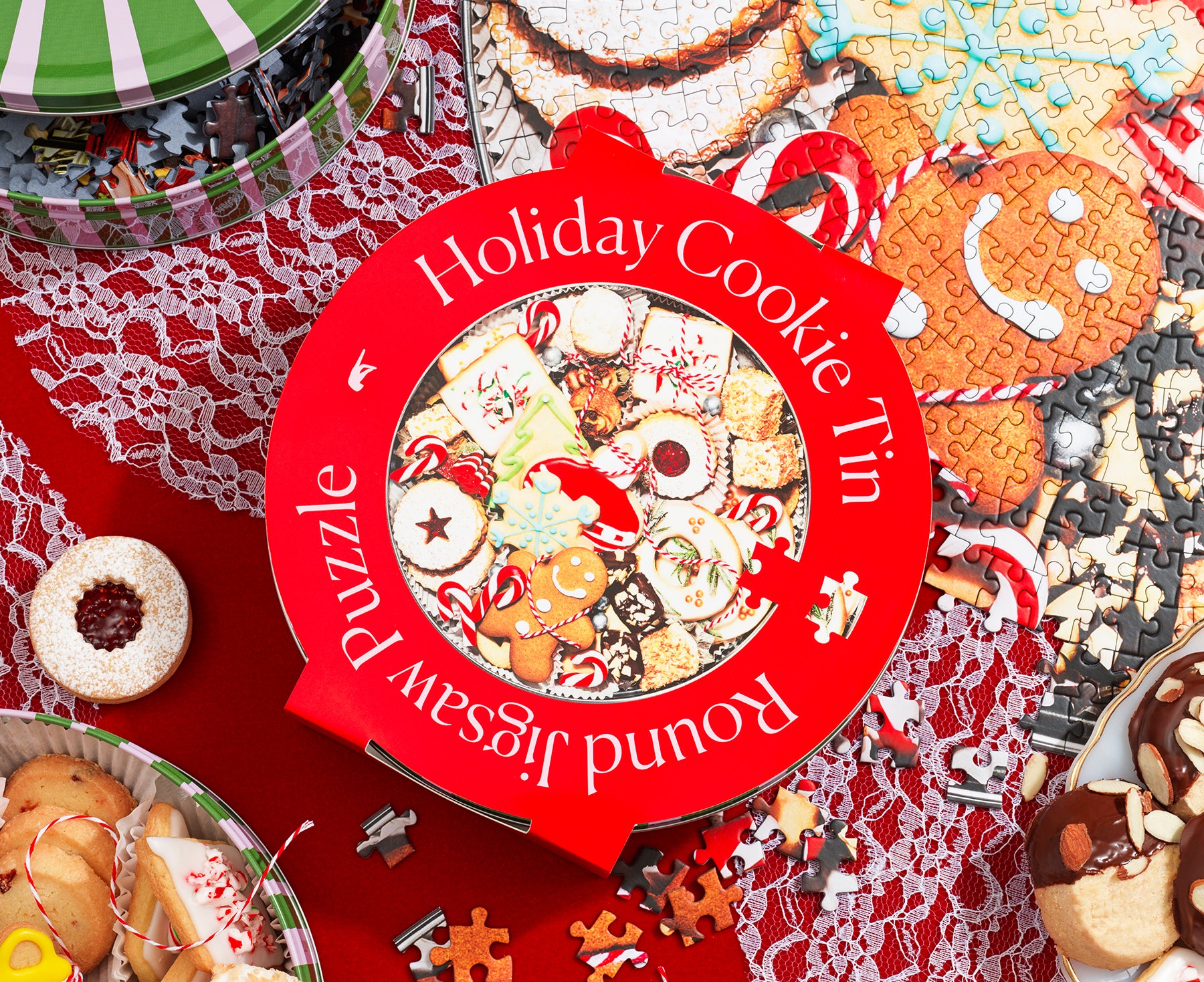 750-Piece Puzzle - Holiday Cookie Tin - by Piecework