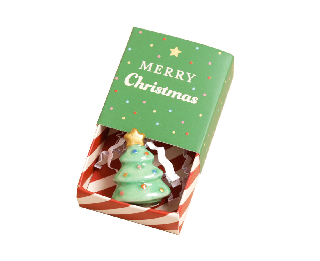 Tiny Ceramic Matchbox Token - Christmas Tree - by Lisa Angel