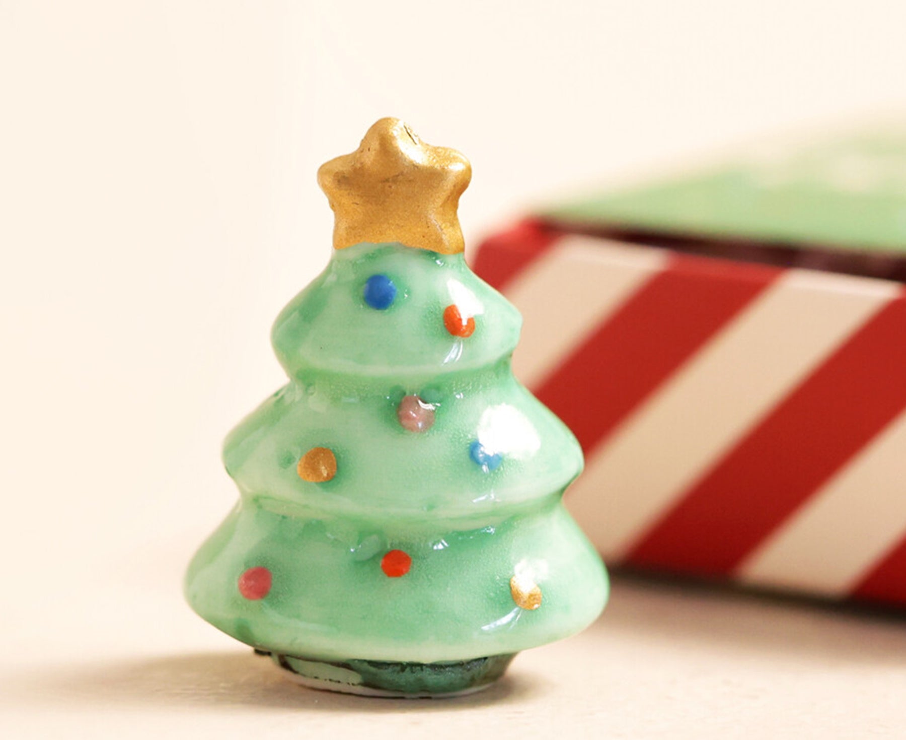 Tiny Ceramic Matchbox Token - Christmas Tree - by Lisa Angel