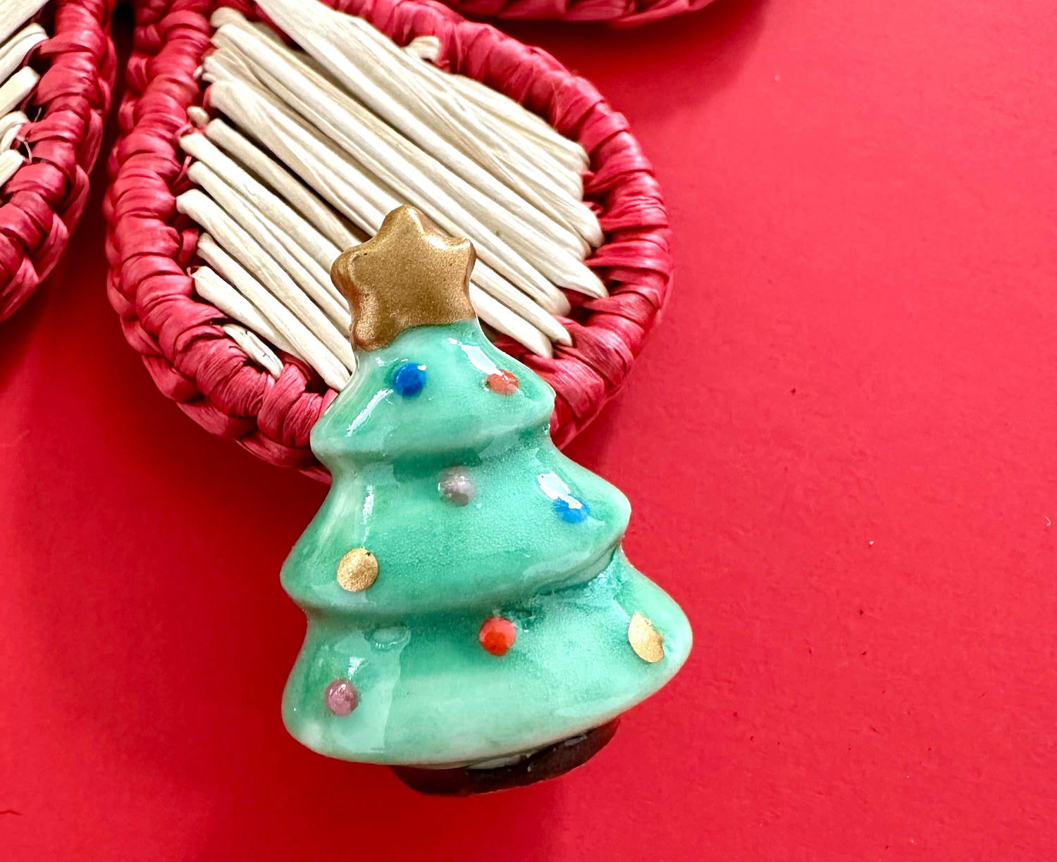 Tiny Ceramic Matchbox Token - Christmas Tree - by Lisa Angel