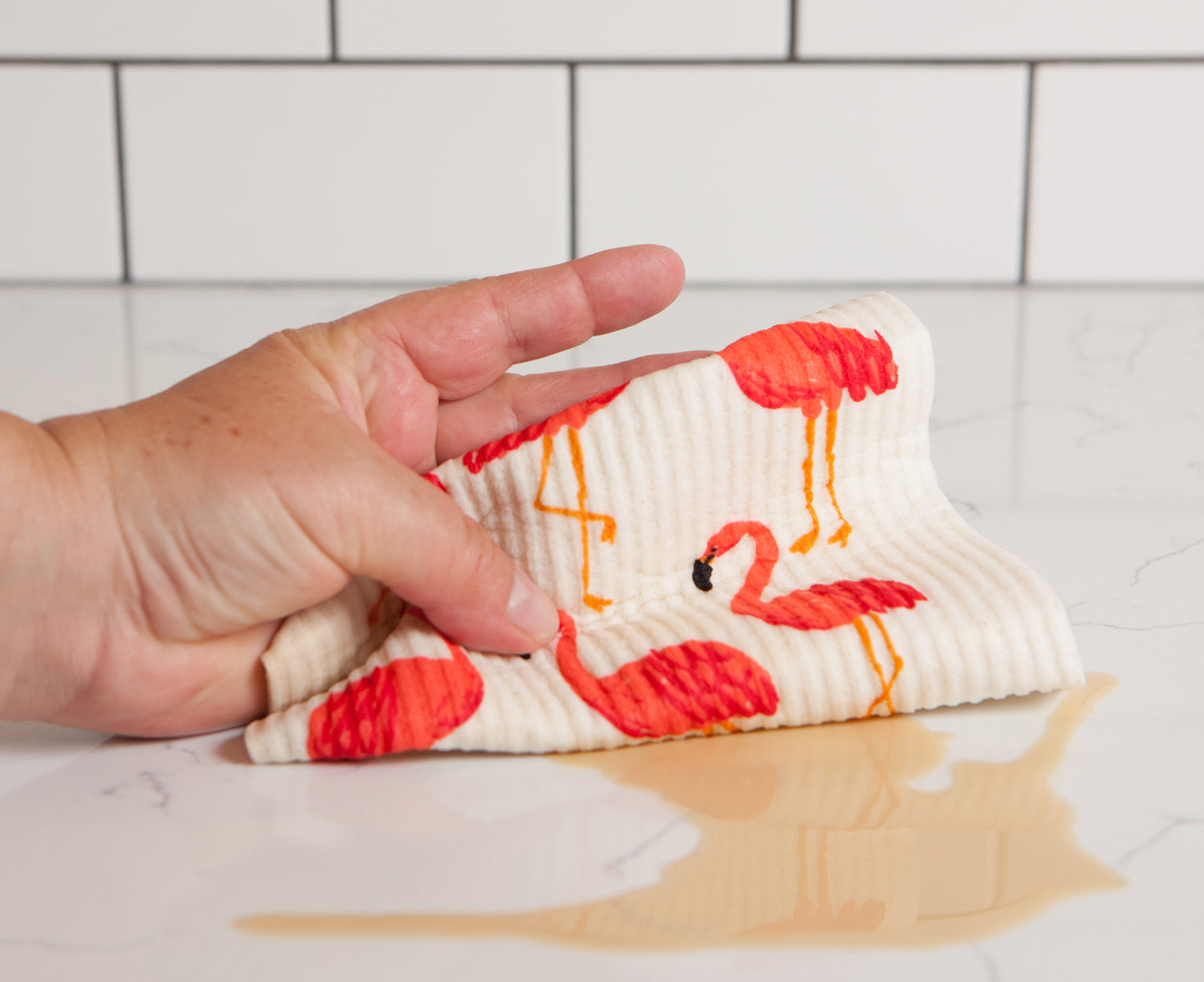 Swedish Sponge Cloth in Flamingos by Danica Ecologie