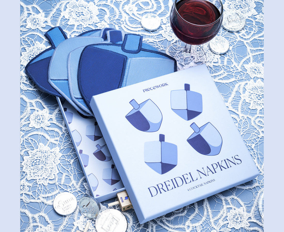 Cocktail Napkin Set - Dreidel - by Piecework