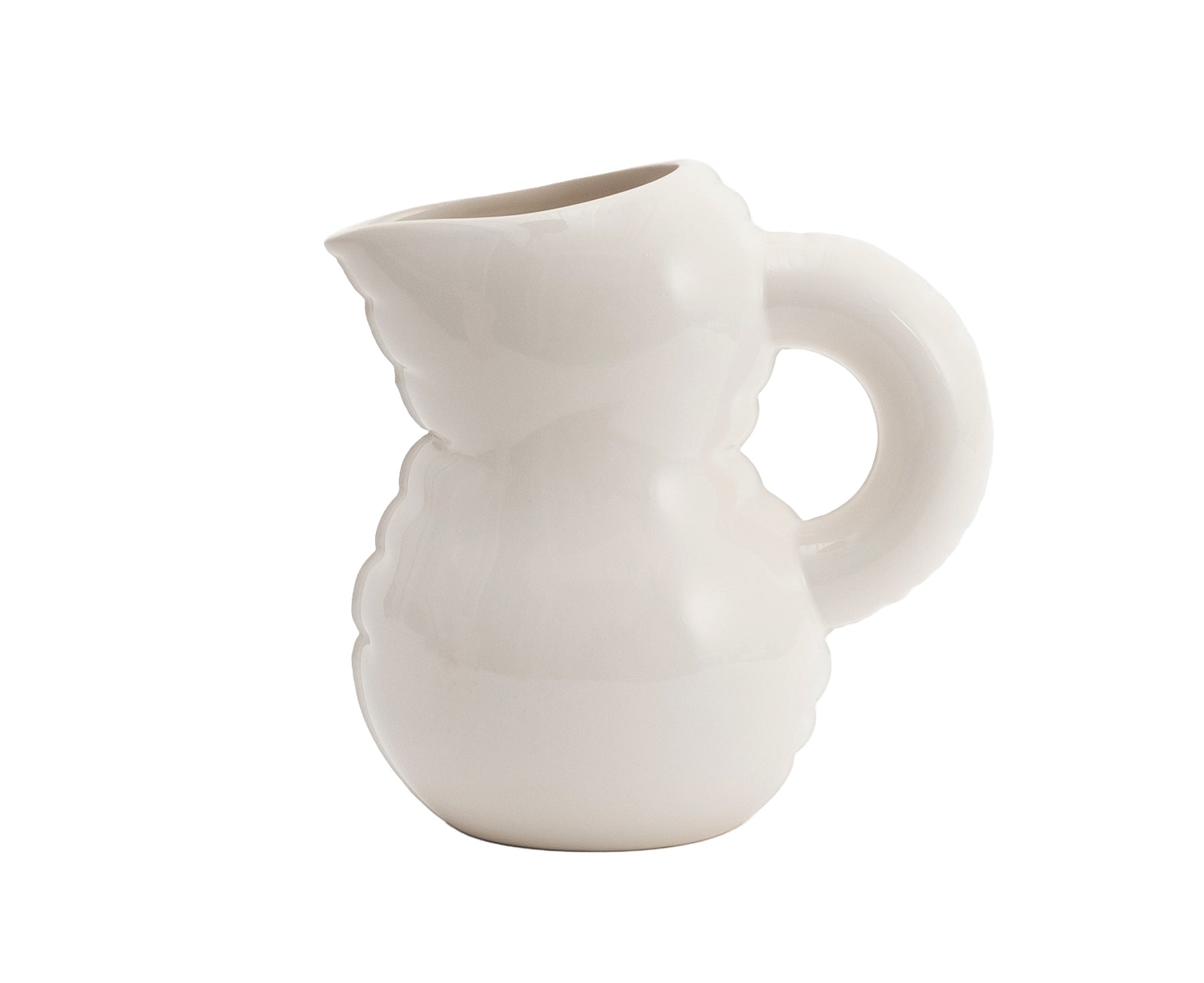 Emily Blow Up Jug in Bone by Home Studyo with a rounded, sculptural design, featuring a textured body.