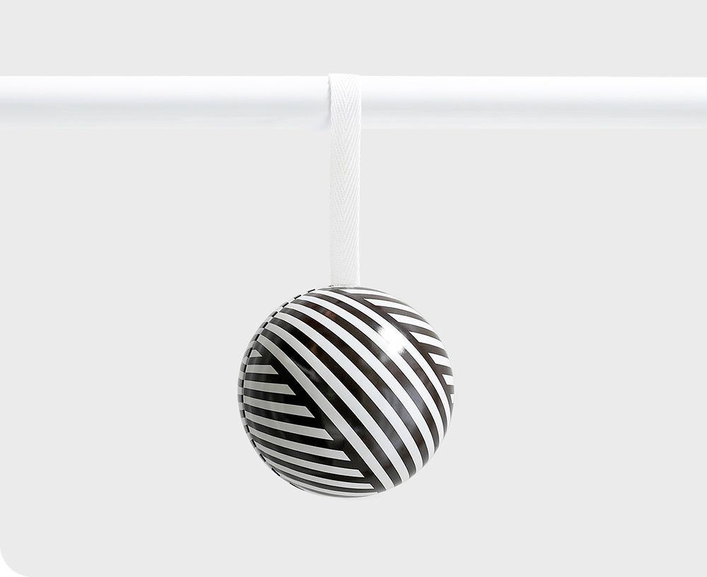 Tin Bauble - Black and White Stripe - by Father Rabbit