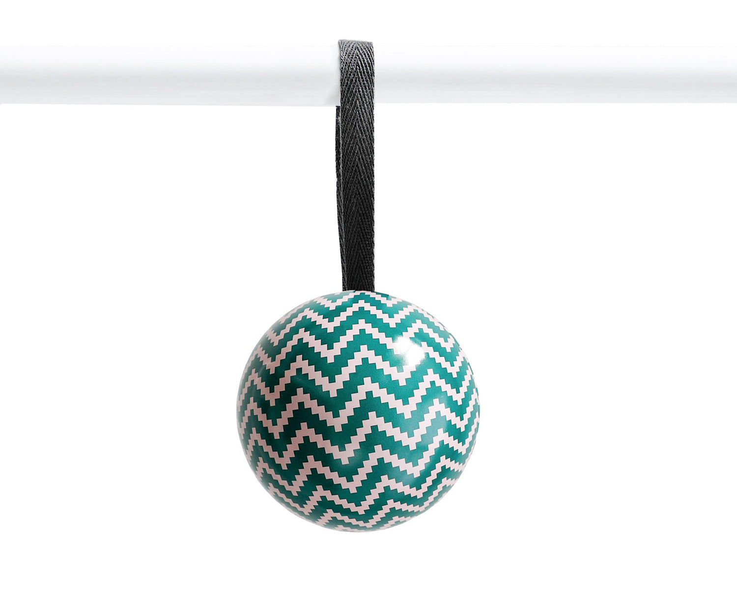 Tin Bauble - Green and White Zig Zag - by Father Rabbit
