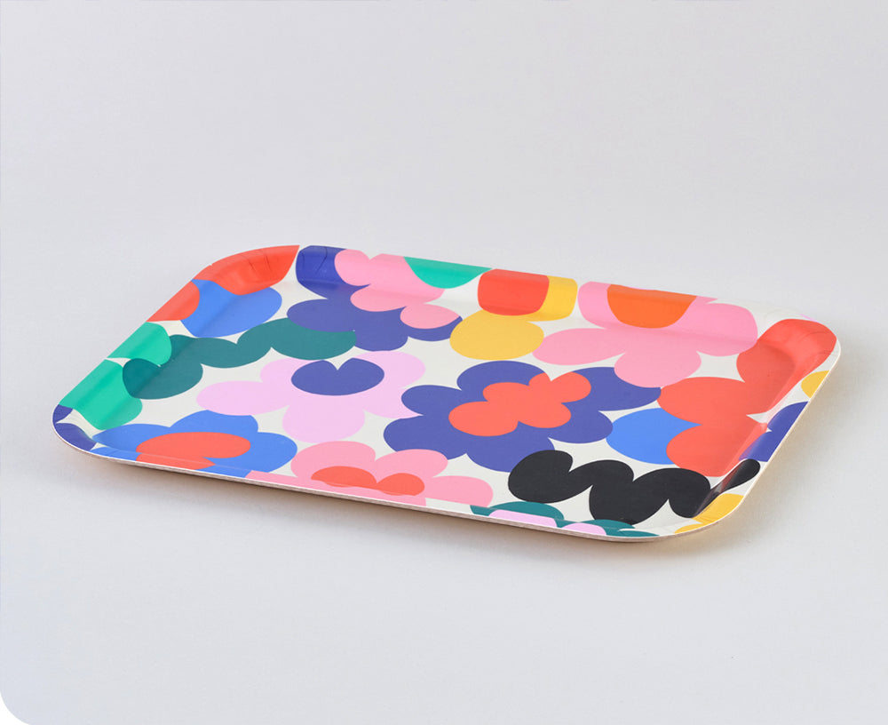 Floral Abstract Rectangular Tray by Wrap